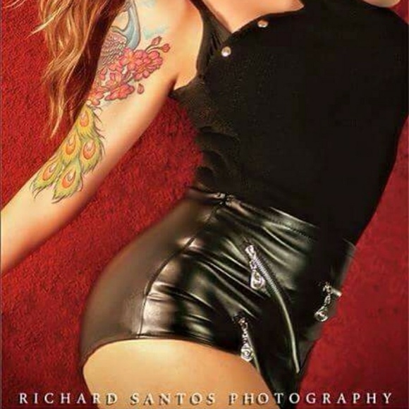 high waisted leather booty shorts